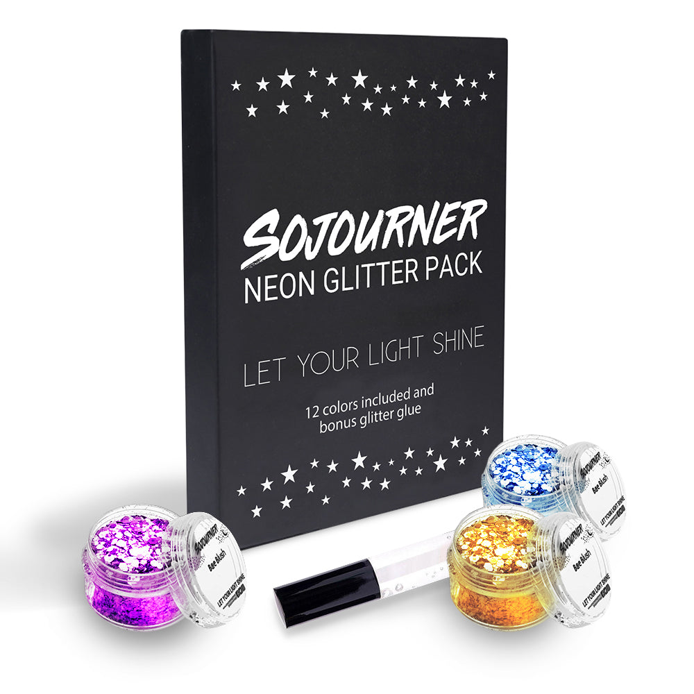 12 pack  Neon Glitter + 1 glitter glue