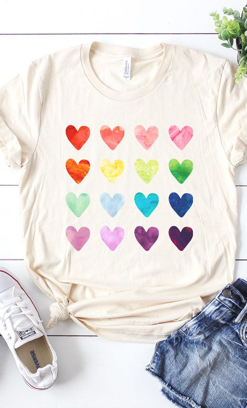 Watercolor Rainbow Heart Graphic Tee