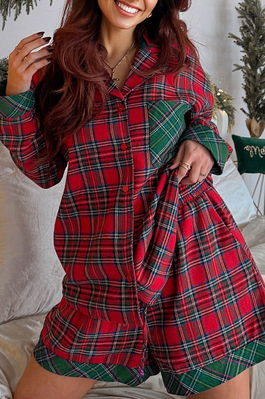 Christmas Plaid Patchwork Pajama Set