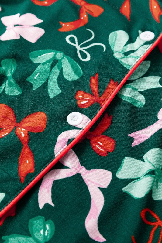 Bow Holiday Shirt and Short Pajama Set