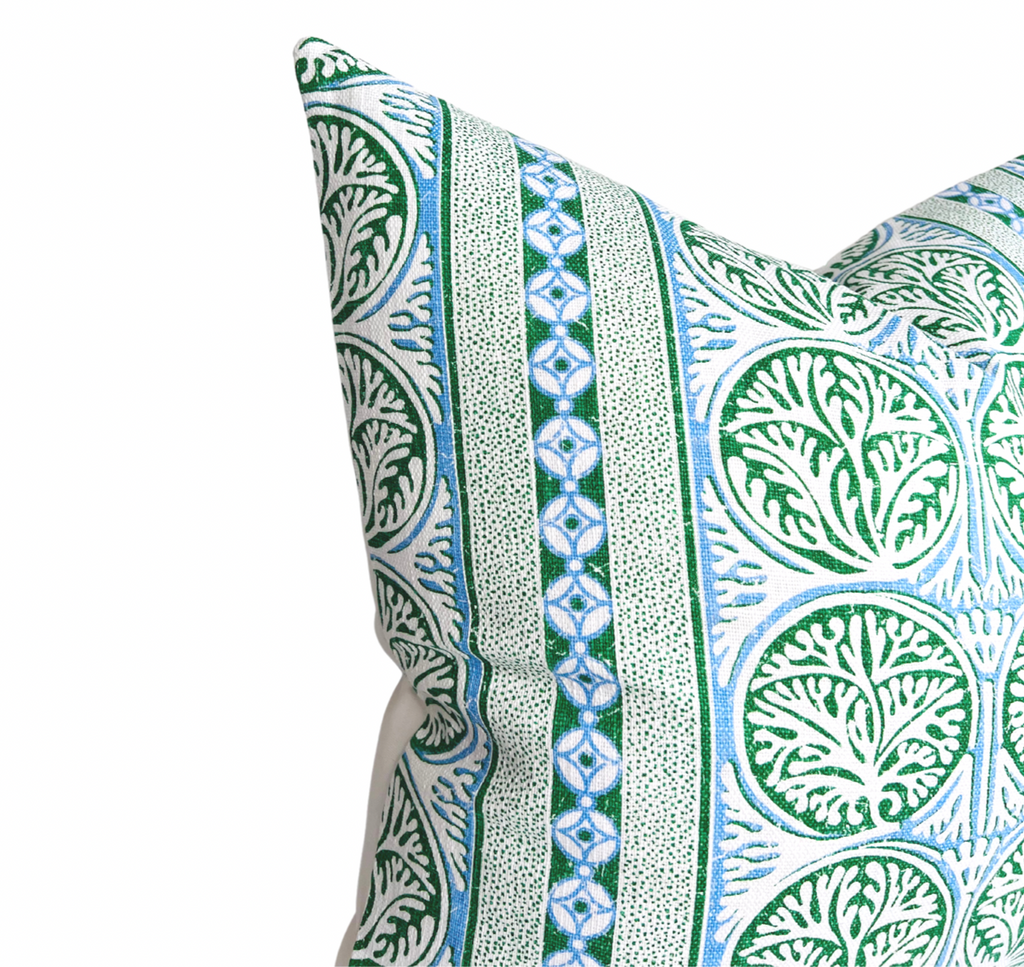 Fair Isle Pillow Cover in Blue and Green, Thibaut Pillows