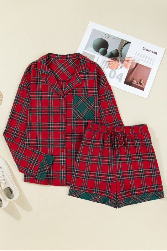 Christmas Plaid Patchwork Pajama Set