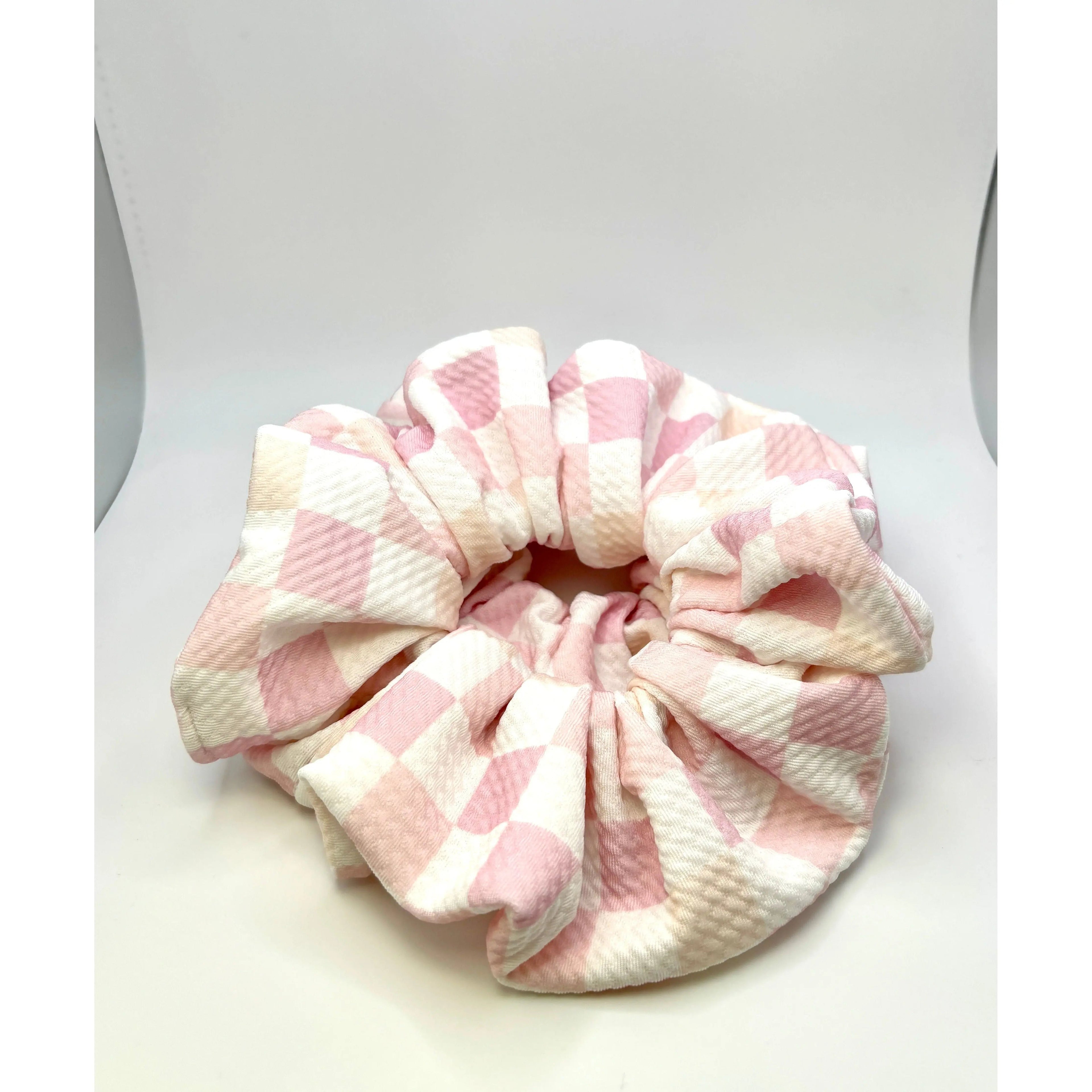 Pink Checkered Bullet Scrunchie
