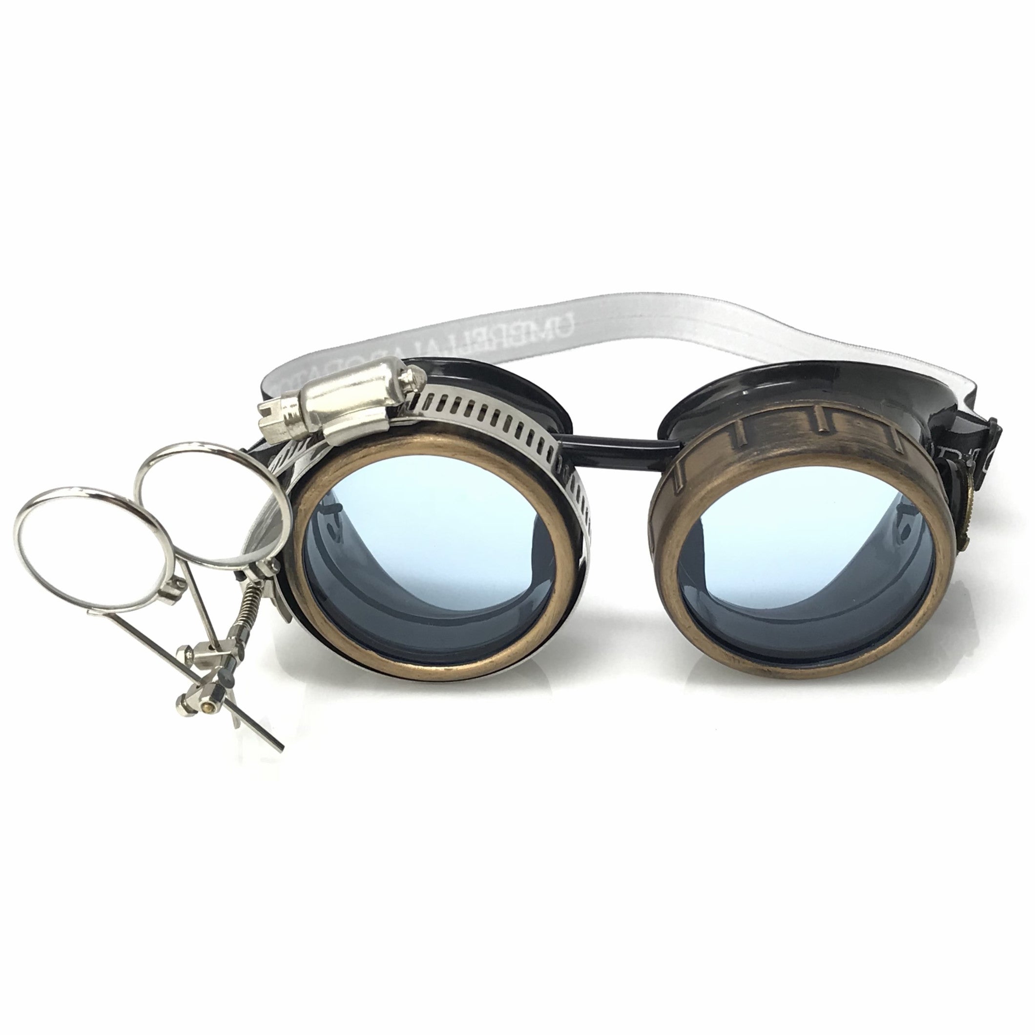 Steampunk Goggles with magnifying loupes light blue lenses