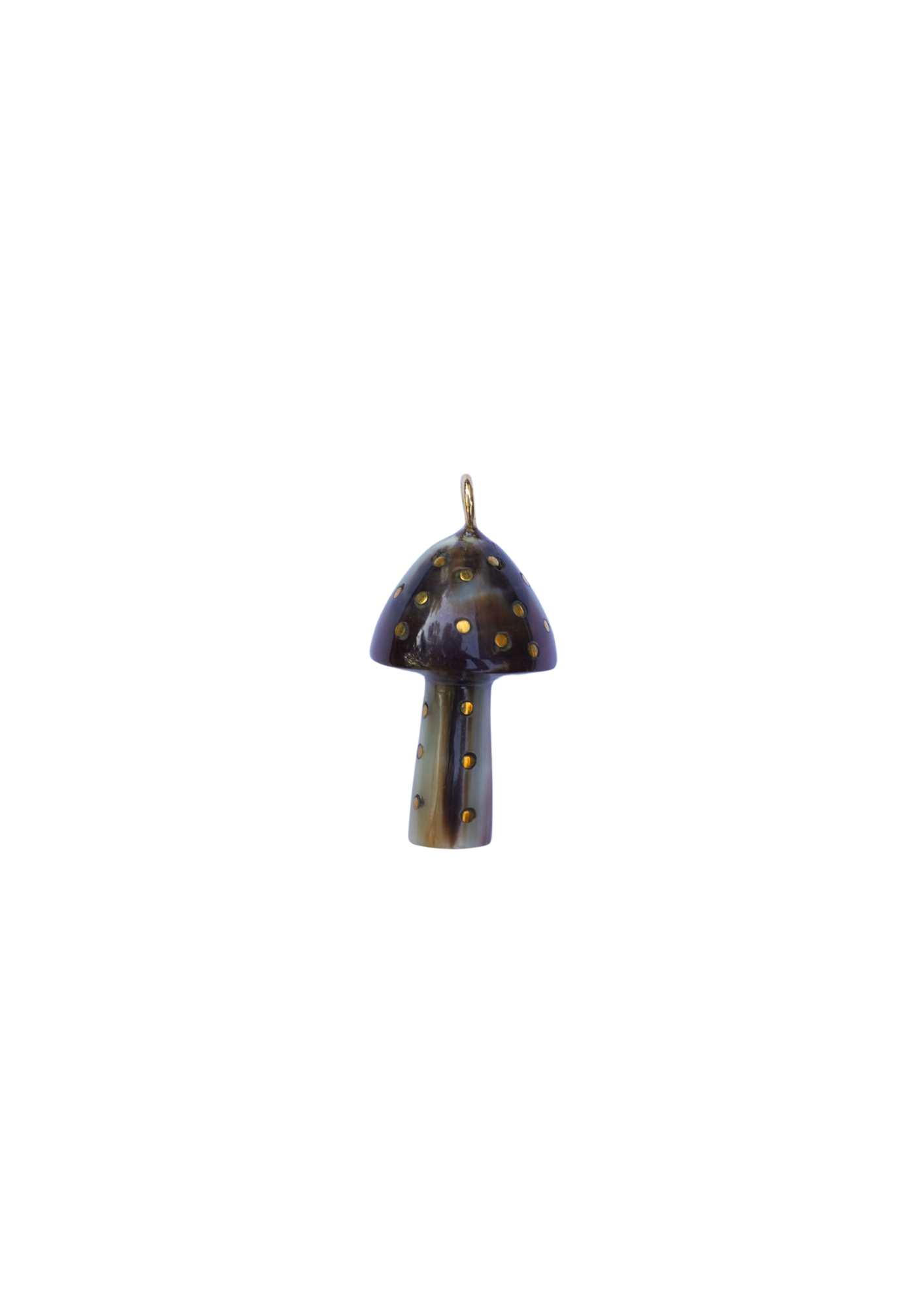Mushroom Dark Horn and Brass Charm
