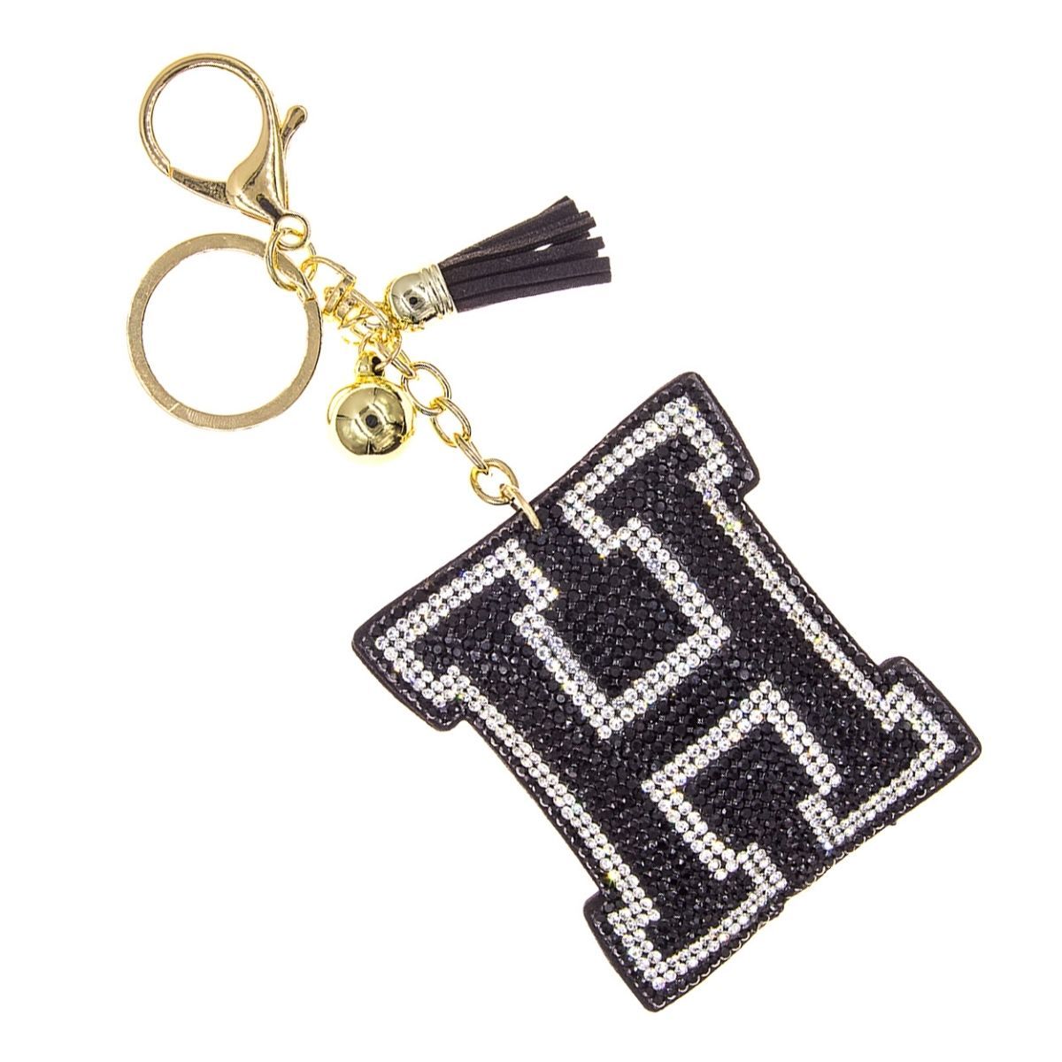 Keychain Bag Charm H Black Stylish Accessory
