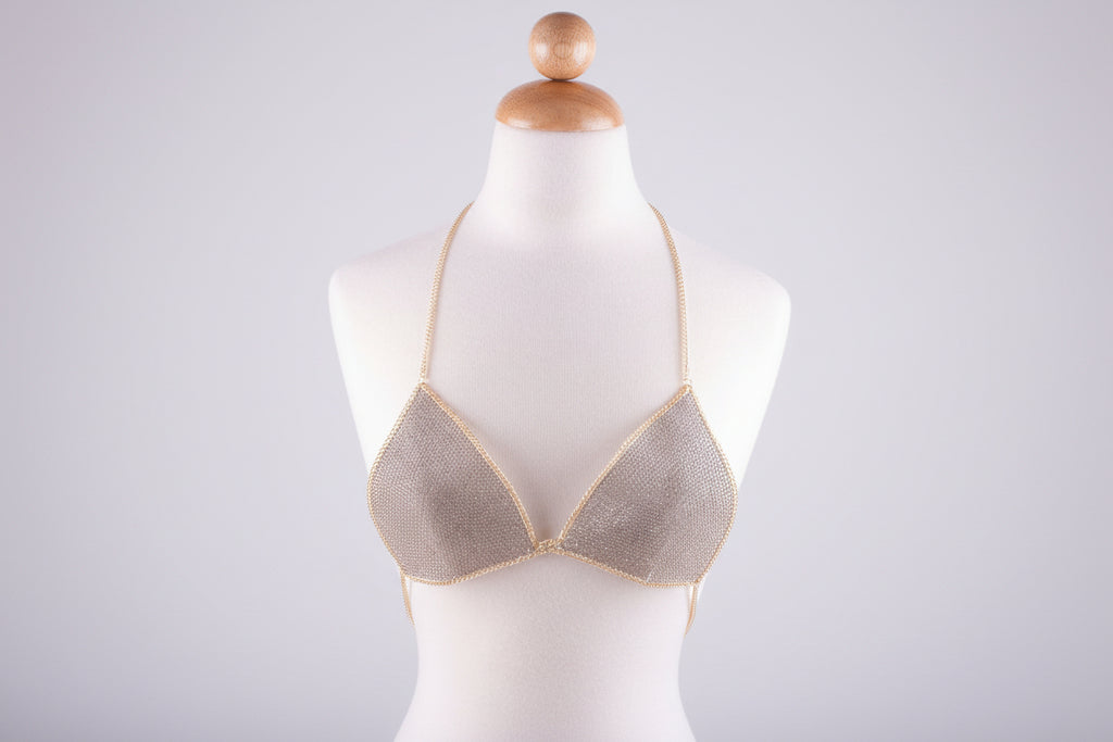 RHINESTONE BODY CHAIN LINED BRALETTE