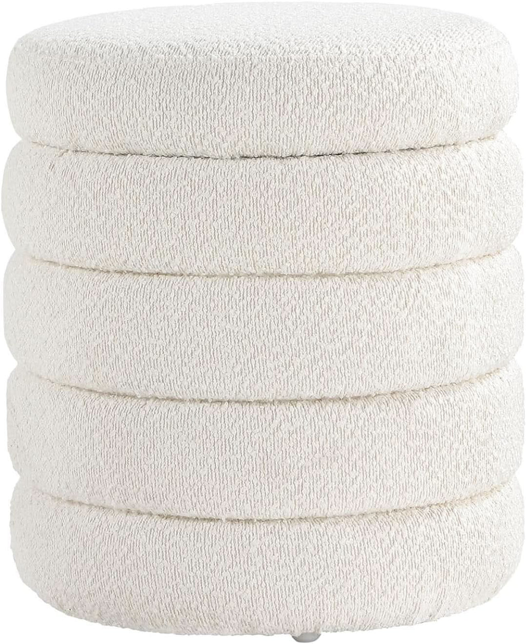 Round Ottoman With Hidden Storage And Cushioned Top