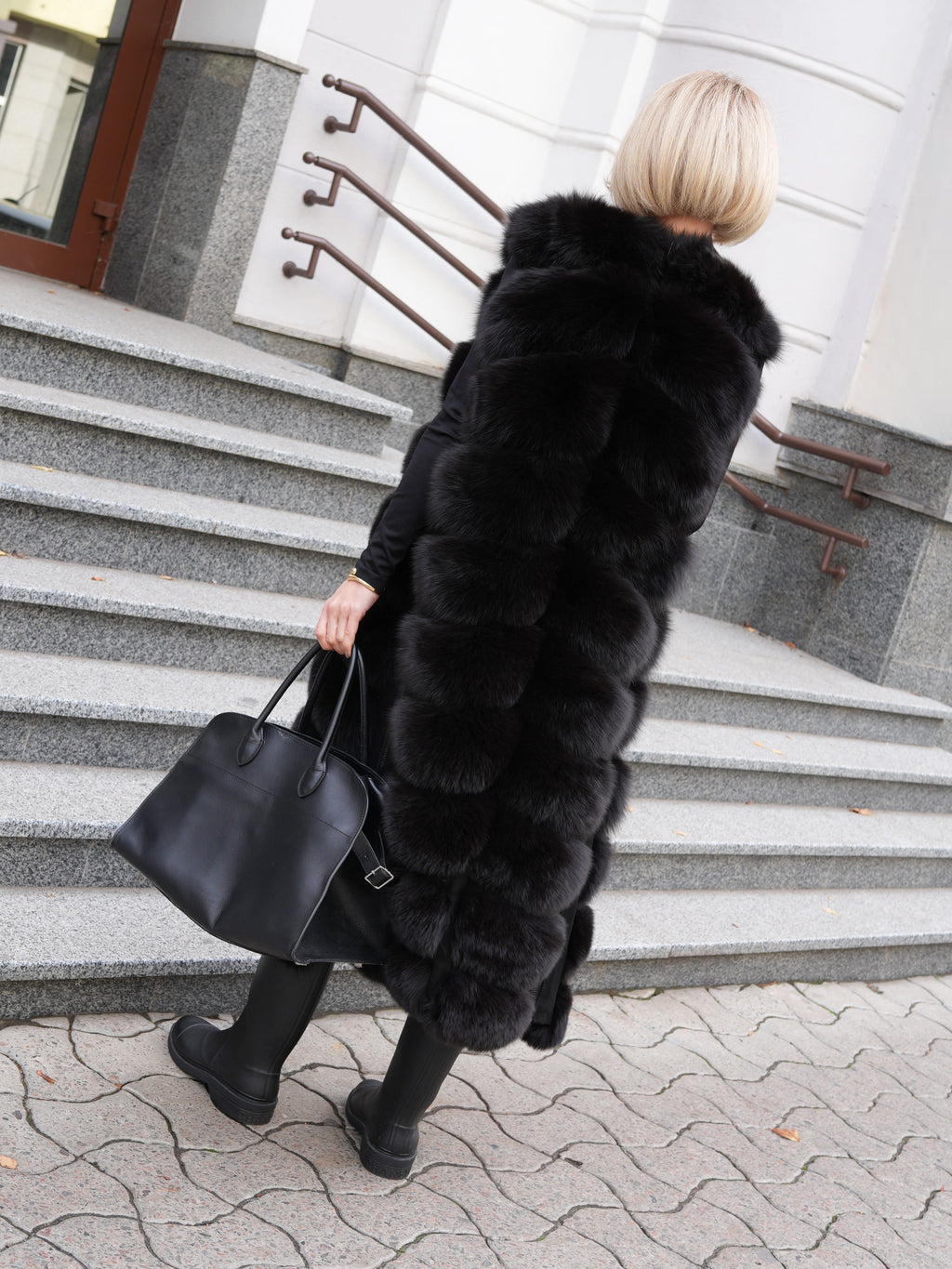 Genuine Polar Fox Fur Vest 110 cm