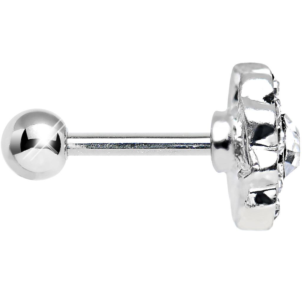 18G Clear CZ Sparkling Flower Cartilage Tragus Earring