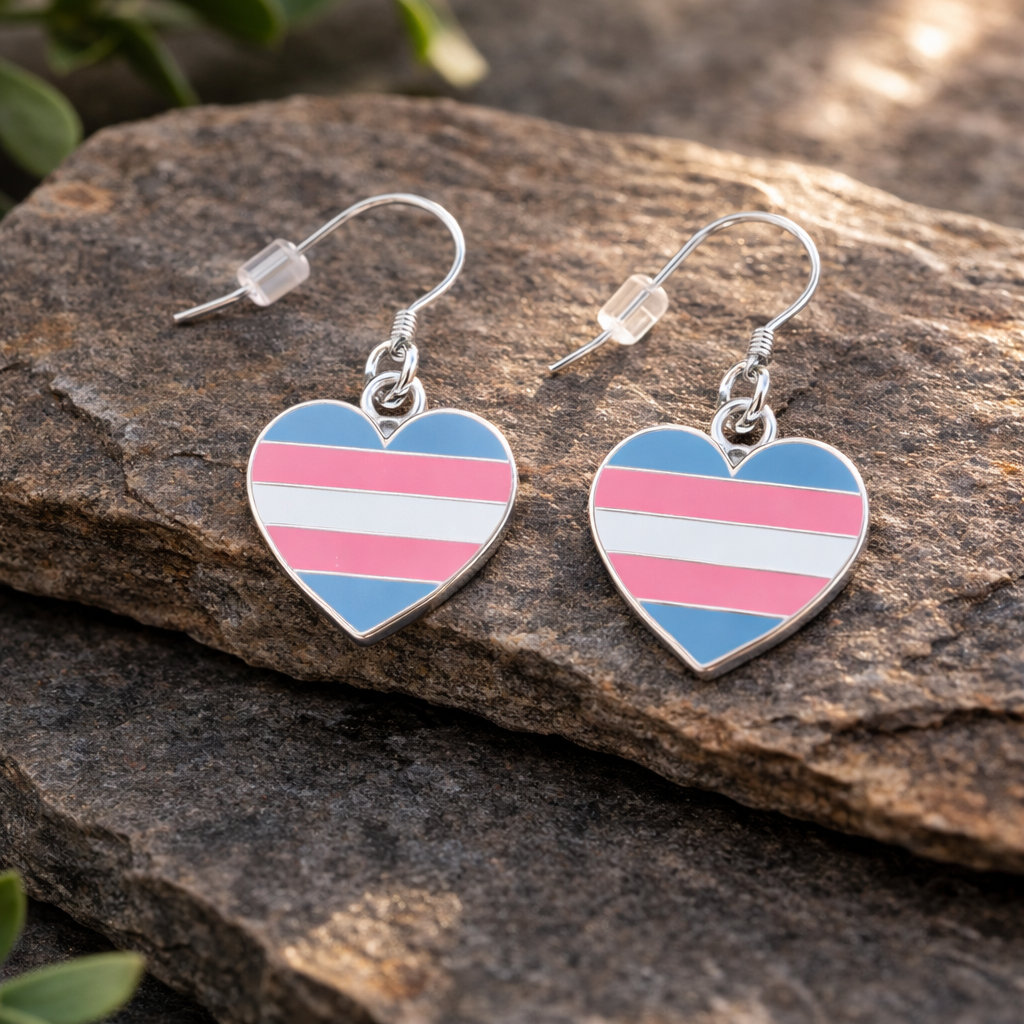 Transgender Heart Pride Hanging Earrings