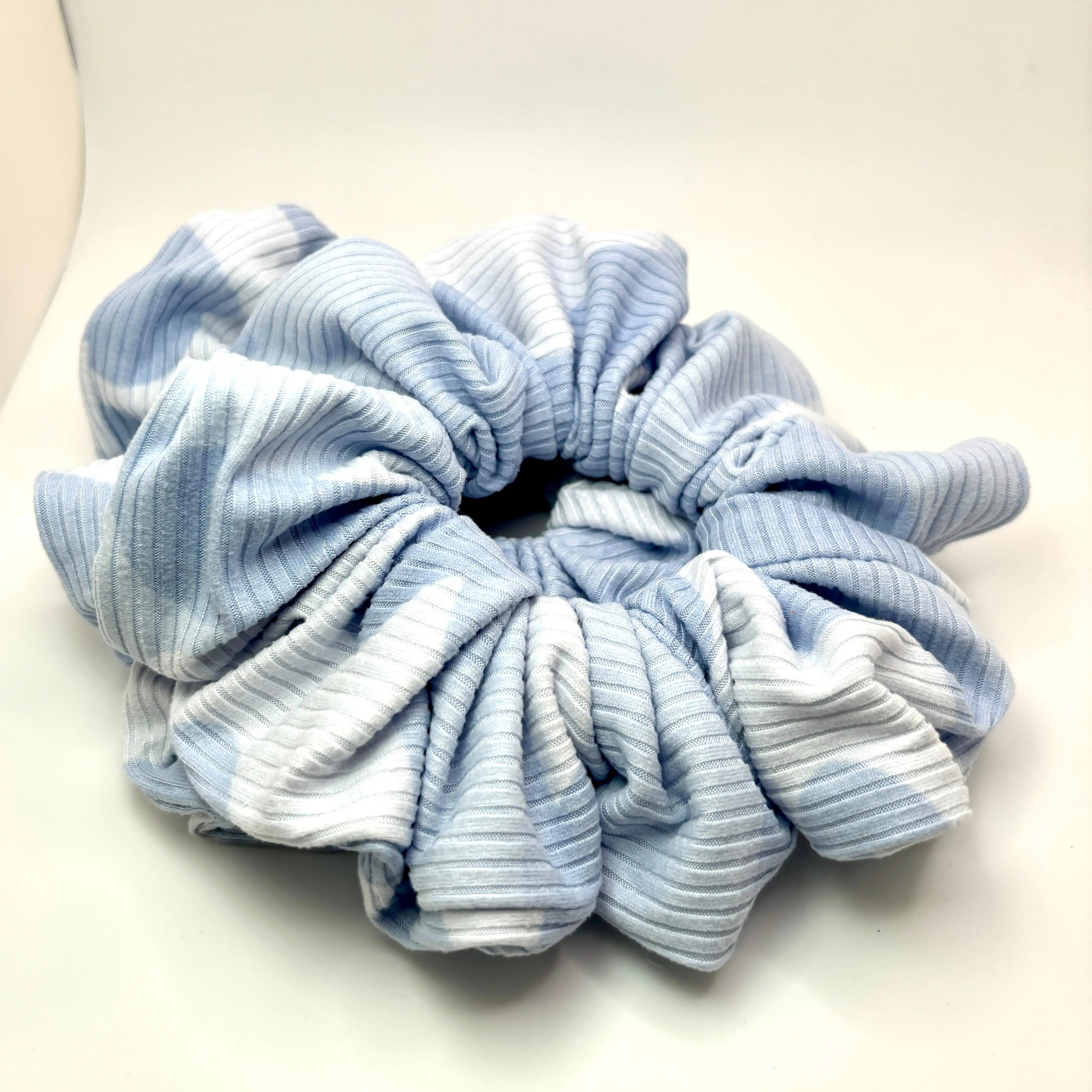 Light Blue Tie Dye Ribbed Scrunchie