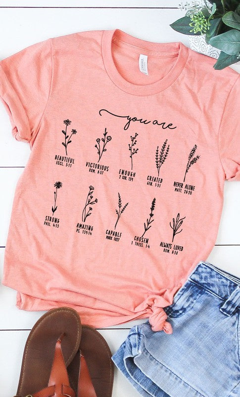 You Are Inspirational Floral Graphic Tee T-Shirt