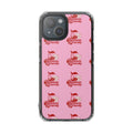 Clear Magnetic Phone Case — Pink ‘Reckless & Unruly’ Repeat Logo