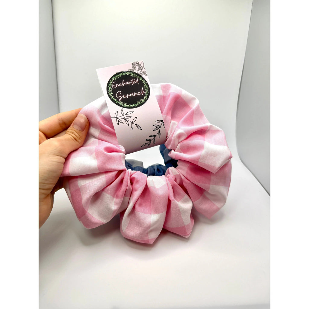 Pink & Blue Gingham Scrunchie Set