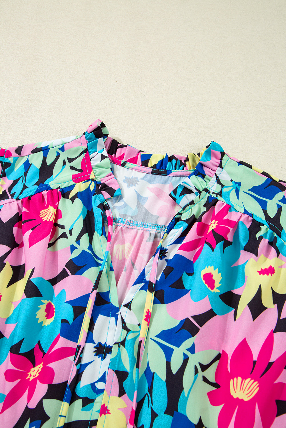Dani Sleeve Tied Notched Blouse