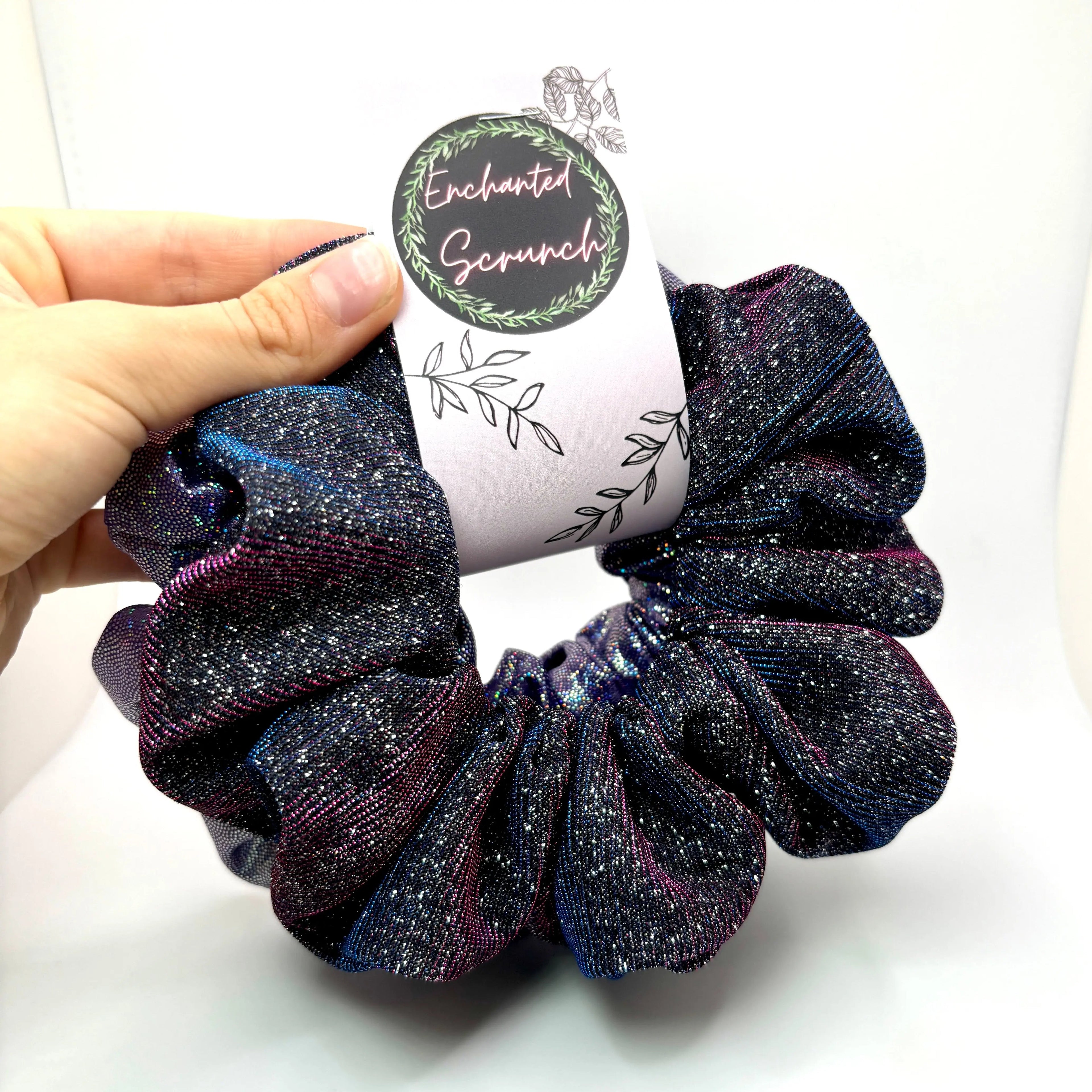 Purple Holographic & Sparkle Scrunchie Set