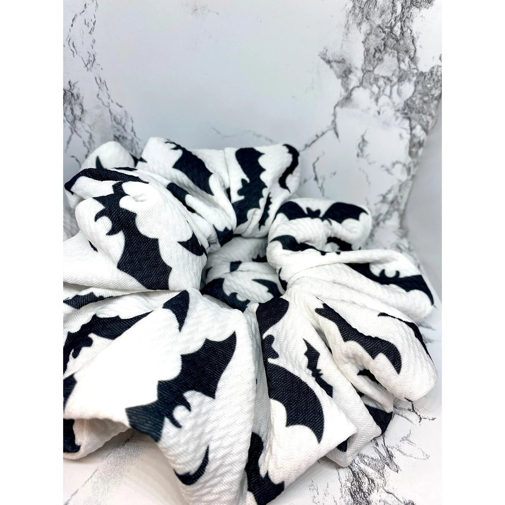 White Bats Halloween Bullet Scrunchie