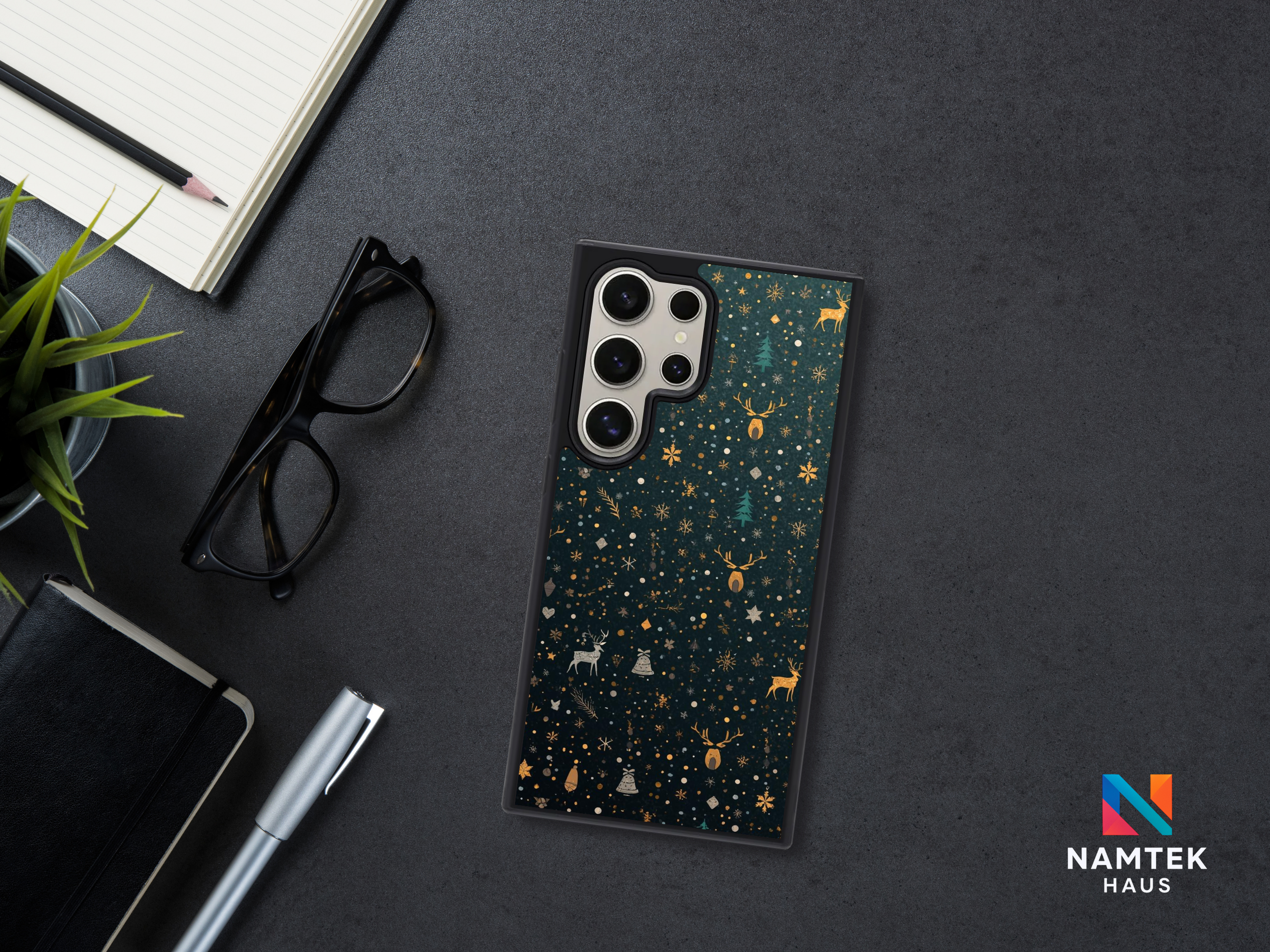 Midnight Reindeer Luxe Holiday Edition Christmas Phone Case