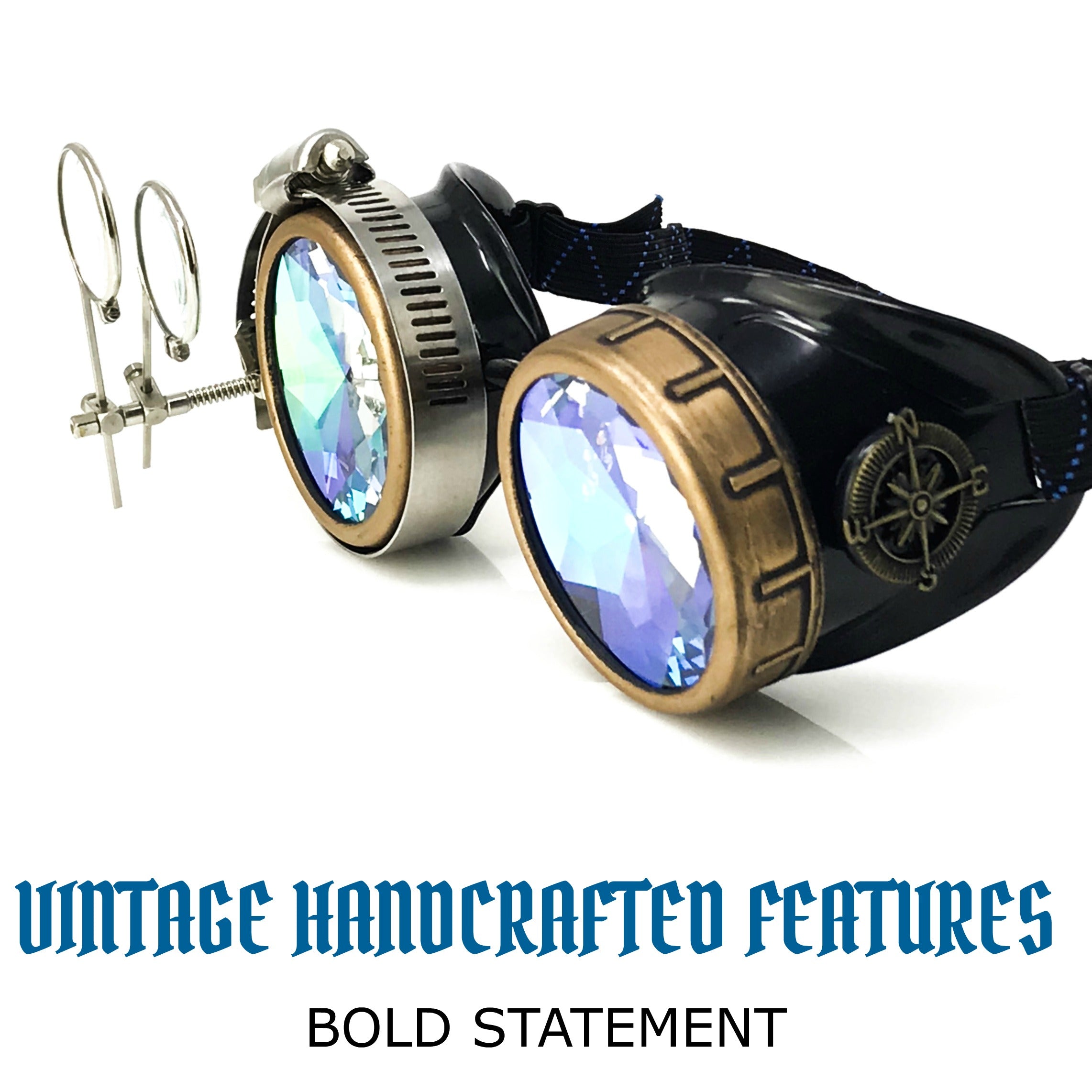 Steampunk Goggles with magnifying loupes kaleidoscope lenses