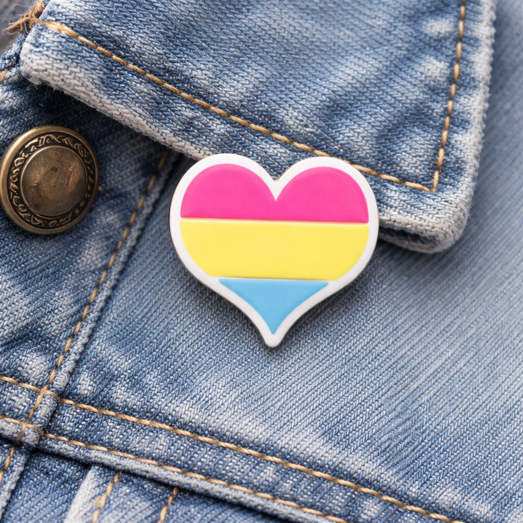 Pansexual Flag Pride Silicone Heart Pins
