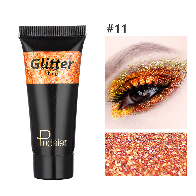 Makeup Pudaier monochrome glitter eyeshadow stage makeup face body glitter 12 color liquid eyeshadow