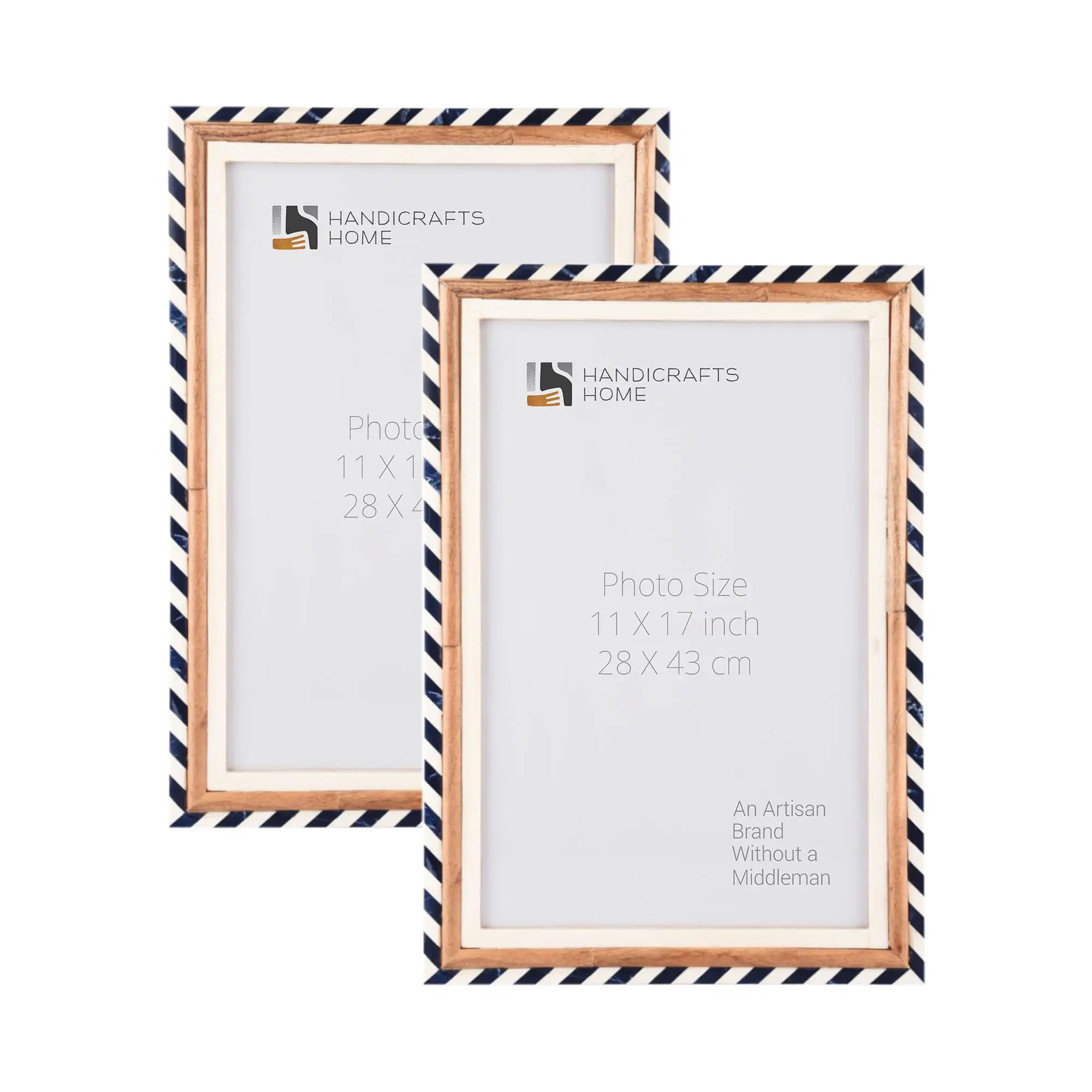Picture Frame Marquet Bevel Collection Resin Inlay Blue White Pack of 2 Available in 7 Sizes