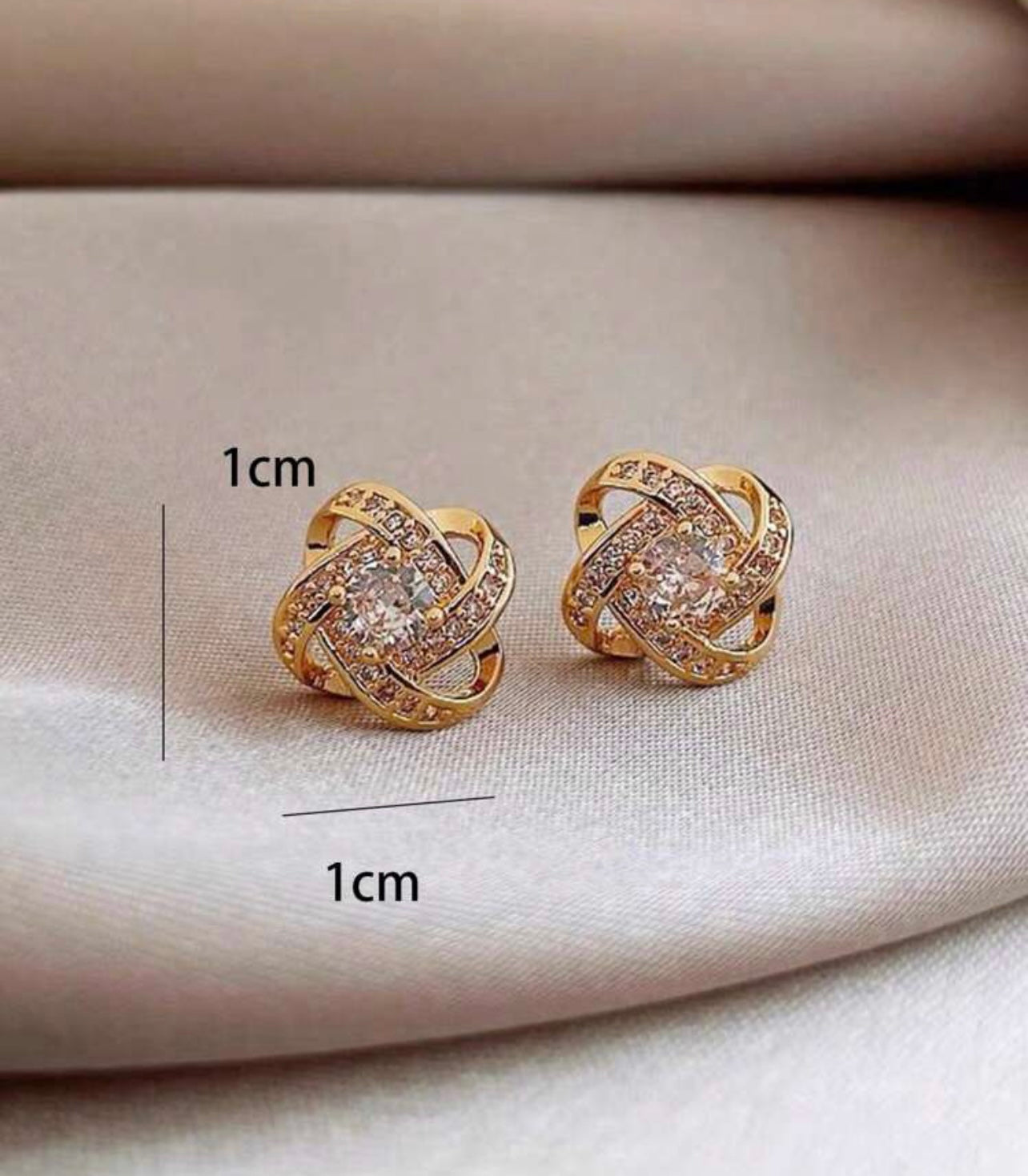 Dainty Gold or Silver and Crystal Twist Stud Earrings