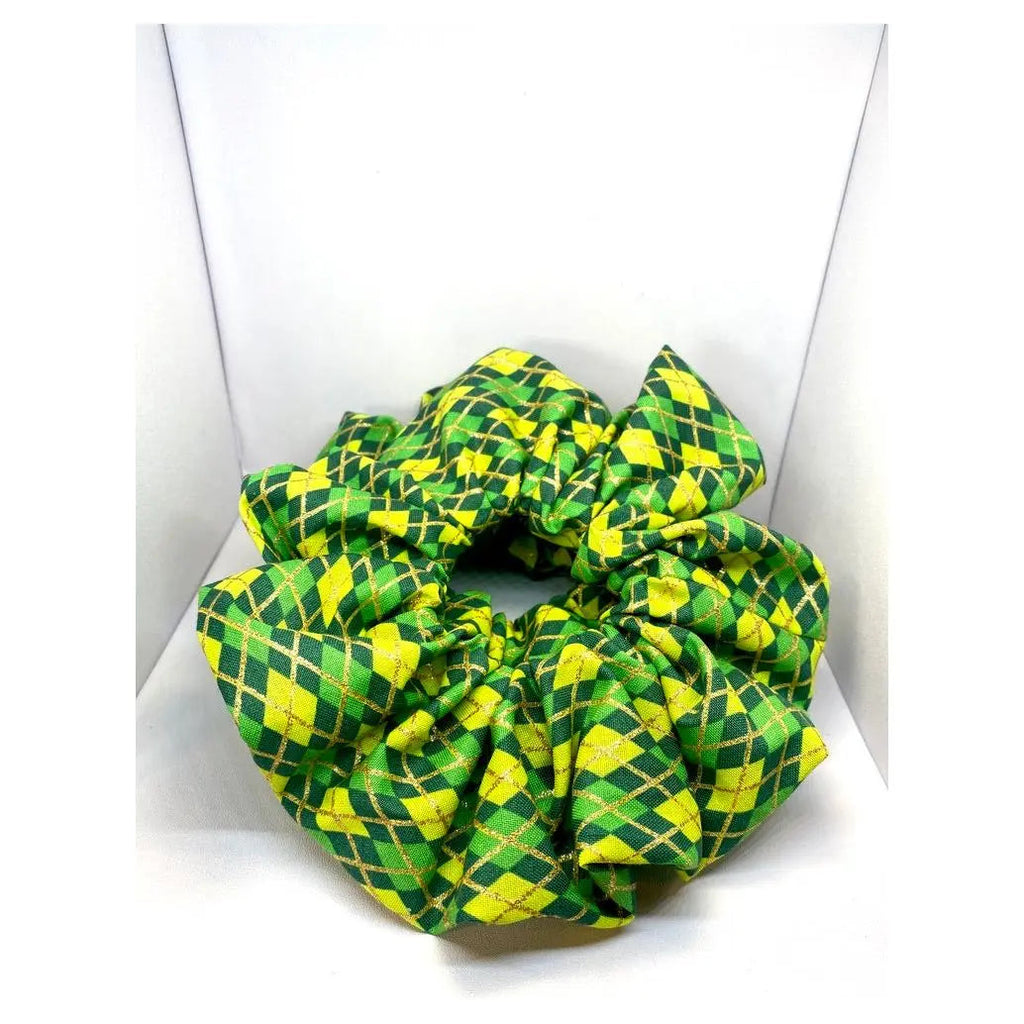 Glitter Plaid St Patrick's Scrunchie