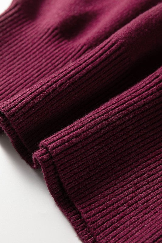 Colorblock V-Neck Cuffed Short Sleeve Sweater