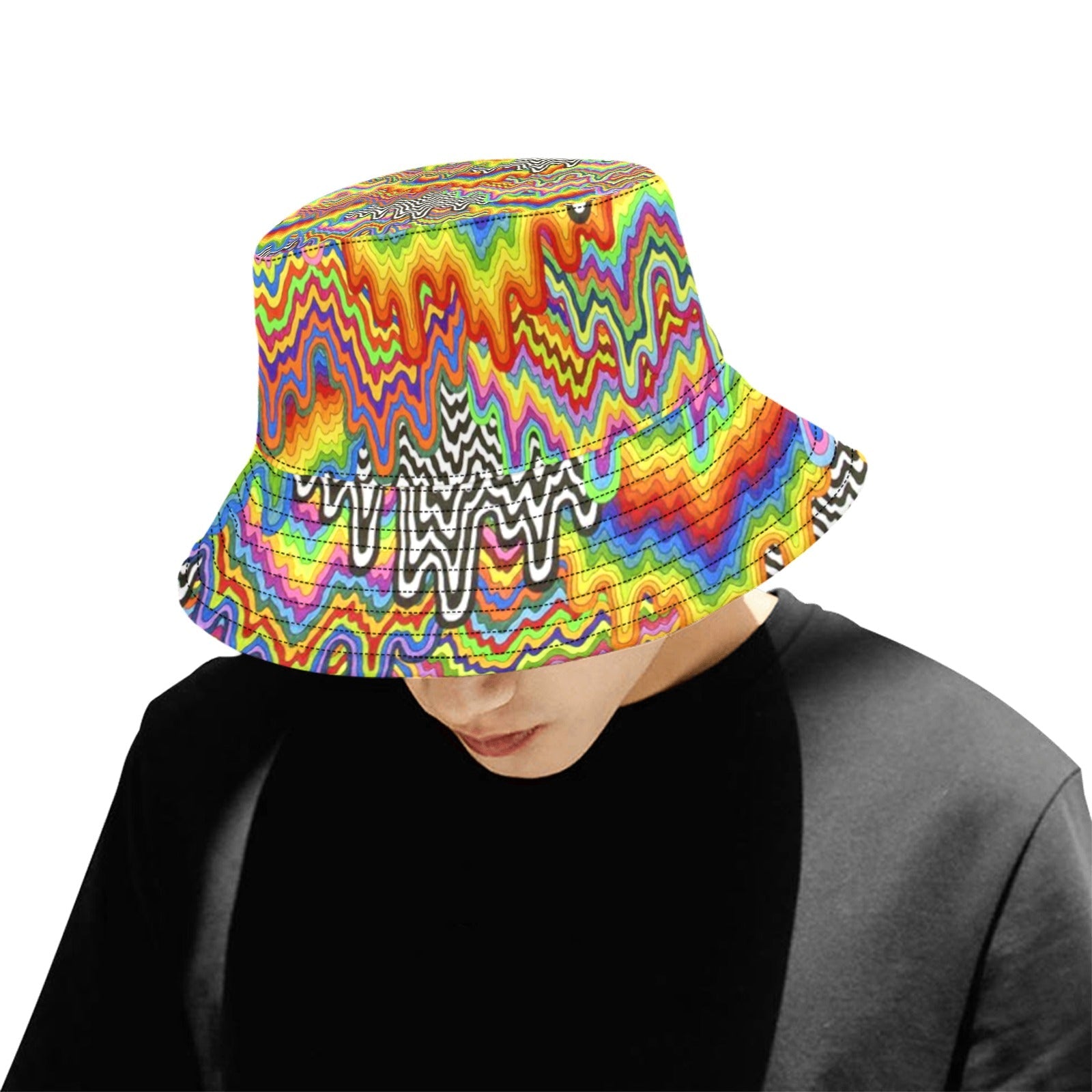 Brain Melt Drippy Rainbow Psychedelic Unisex Summer Bucket Hat
