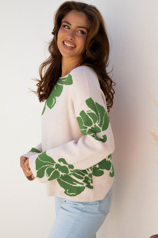 Floral Wide Sleeve Sweater