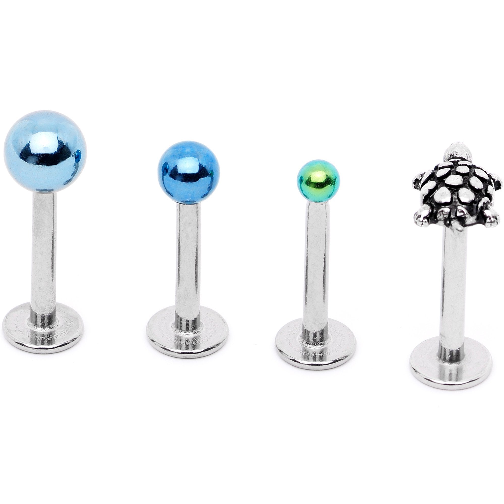 16G 5/16 Multi Tone End Turtle Cartilage Tragus Earring Set