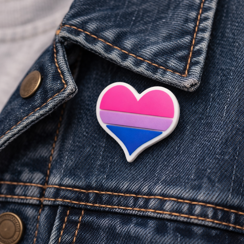 Bisexual Pride Flag Silicone Heart Pins