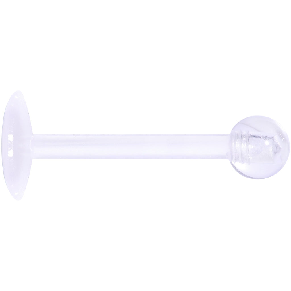 16G 3/8 Clear Flexible Bioplast Labret Monroe Tragus Retainer