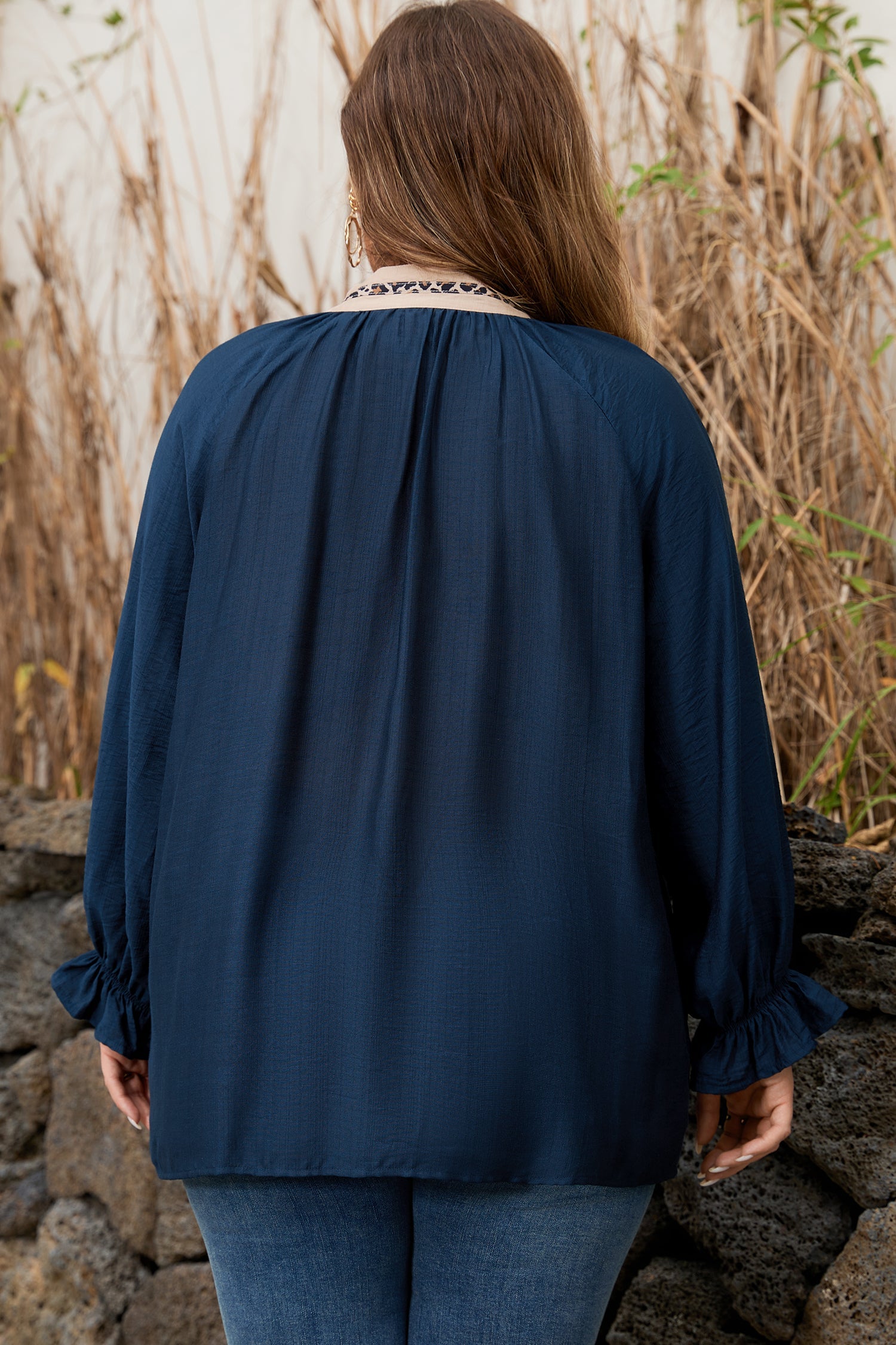 Katelyn Long Flounce Sleeve PLUS Blouse