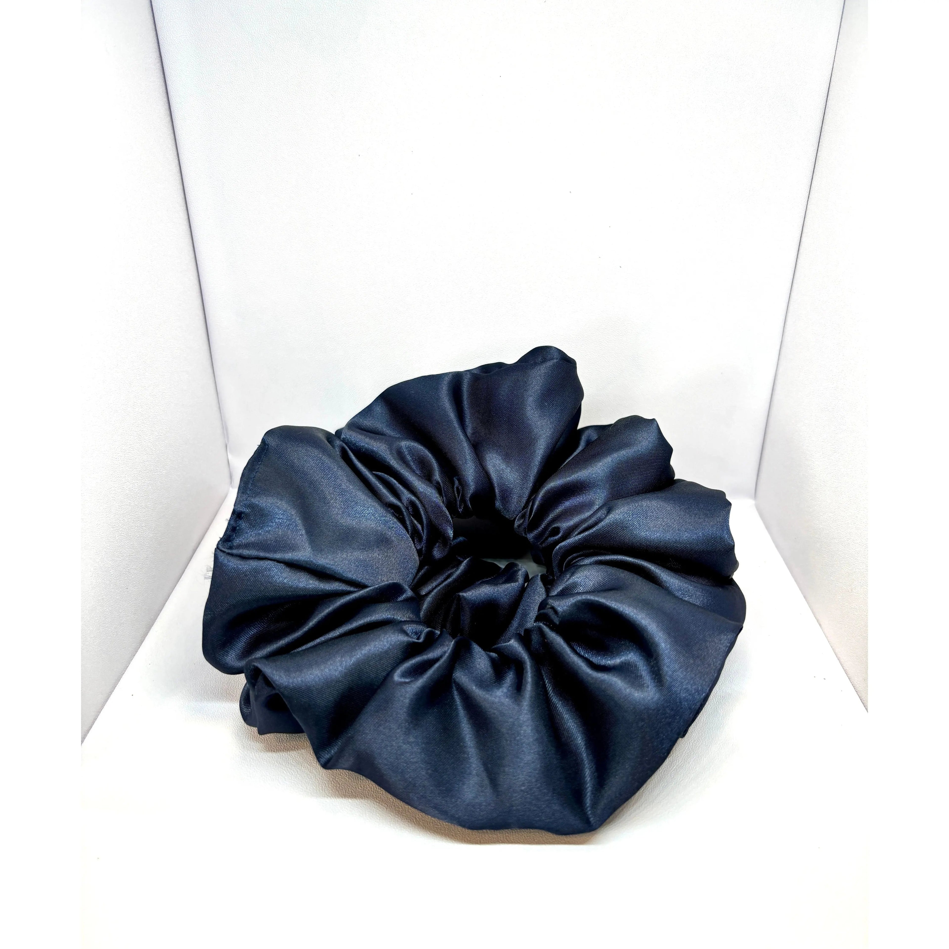 Navy Blue Silk Scrunchie