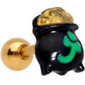 16G 1/4 Pot of Gold St Patricks Day Cartilage Tragus Earring