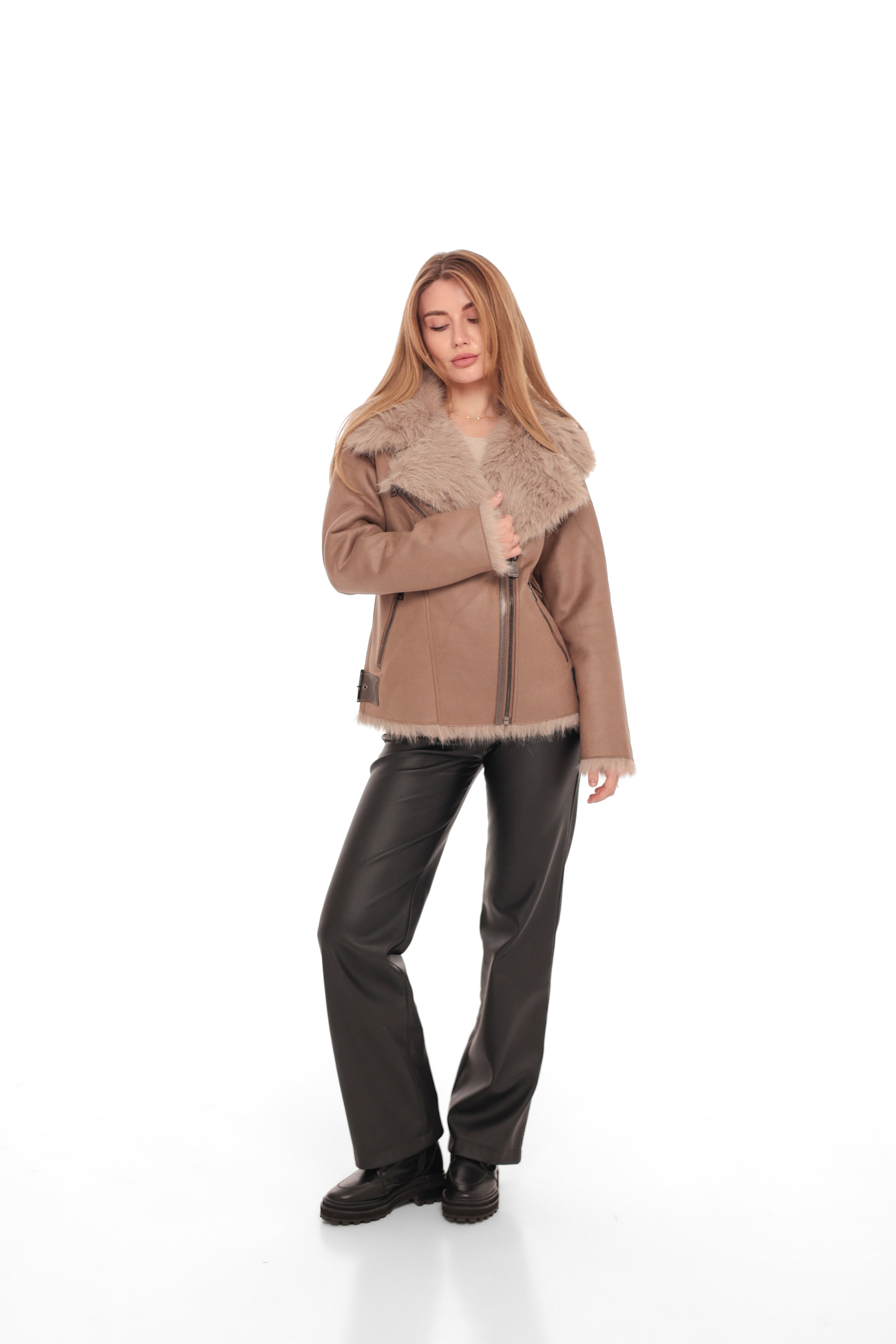 Estella Faux Fur Jacket in Mocha