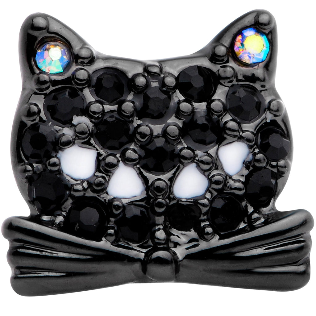 16G 5/16 Black Aurora Gem Crafty Kitty Cat Labret Monroe Tragus