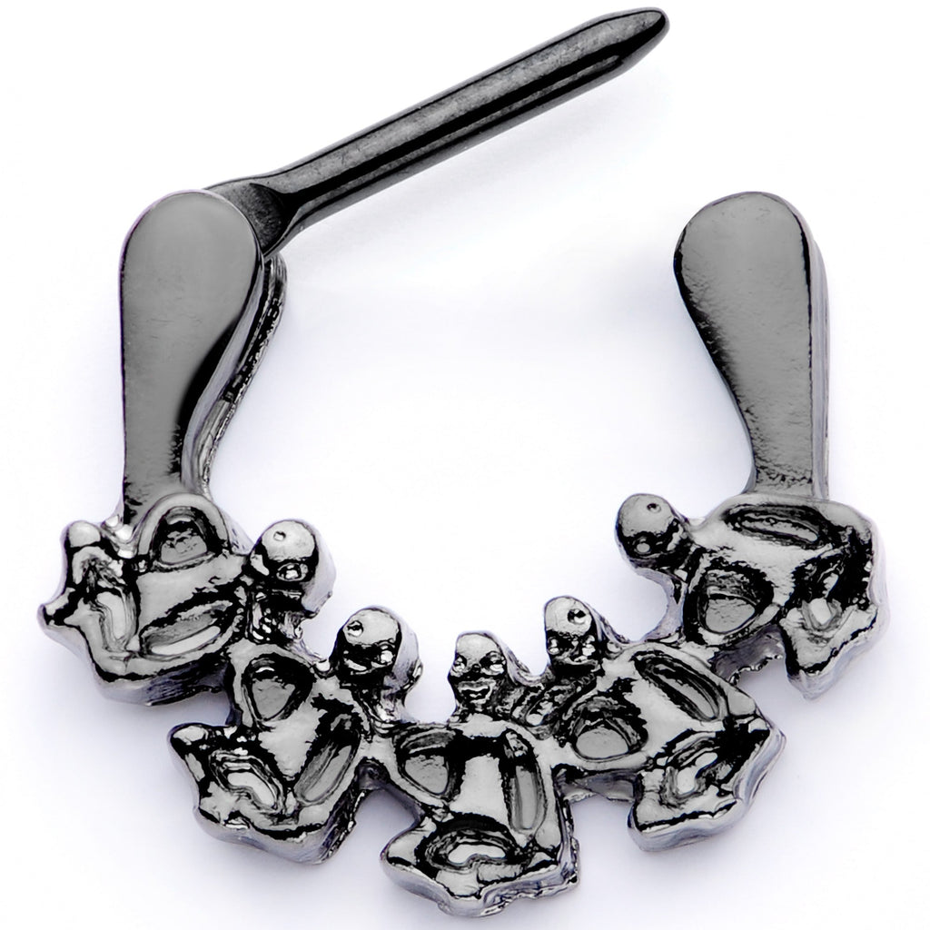 16G 5/16 Black Scary Skeletons Halloween Septum Clicker