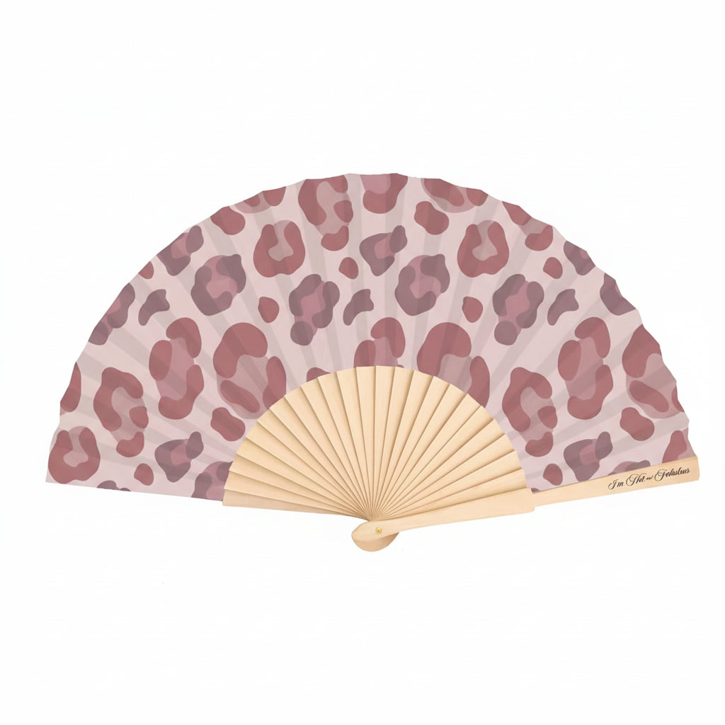 Pink Cheetah Print Hand Fan