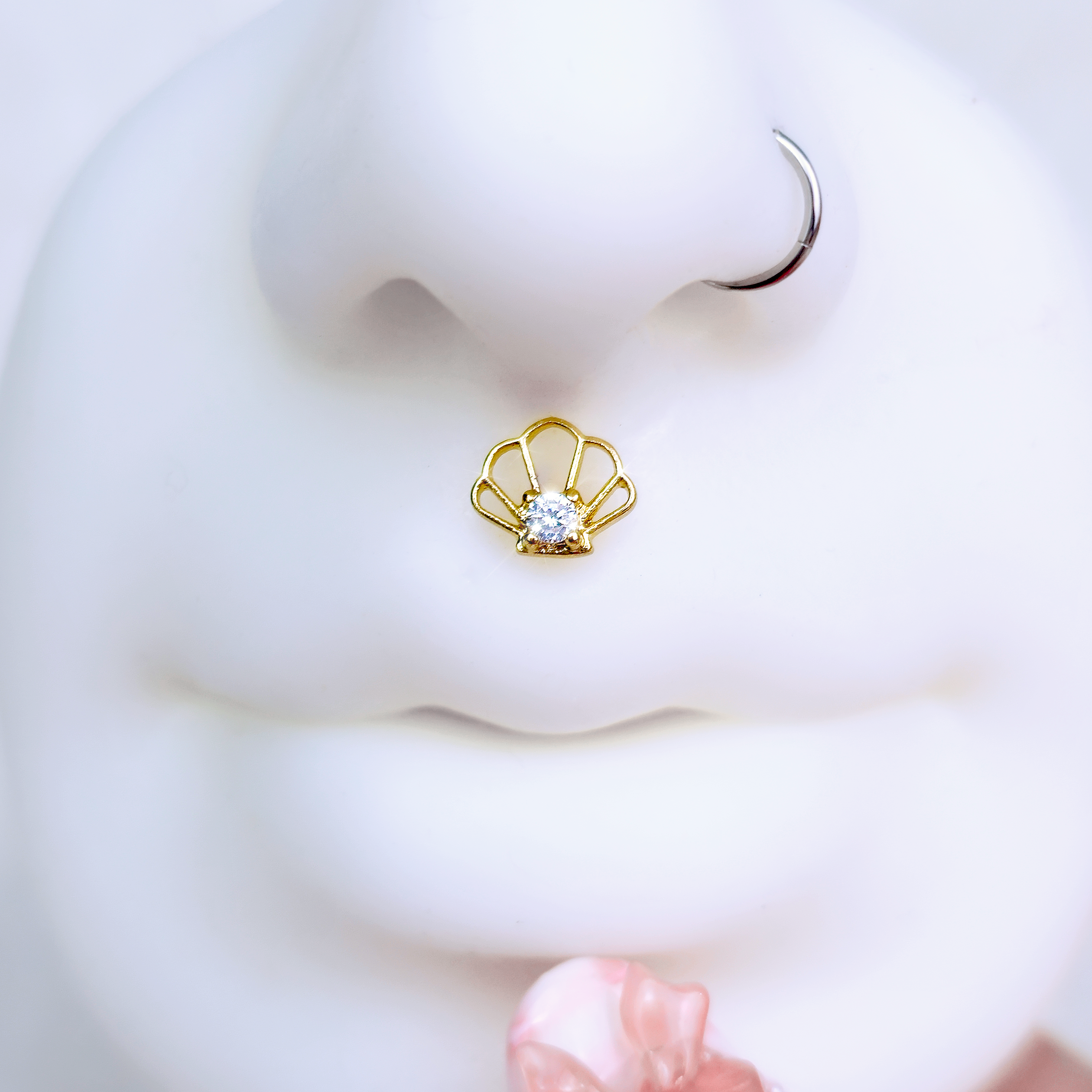 16G 5/16 Clear CZ Gem Gold Tone Nautical Labret Tragus Set of 3