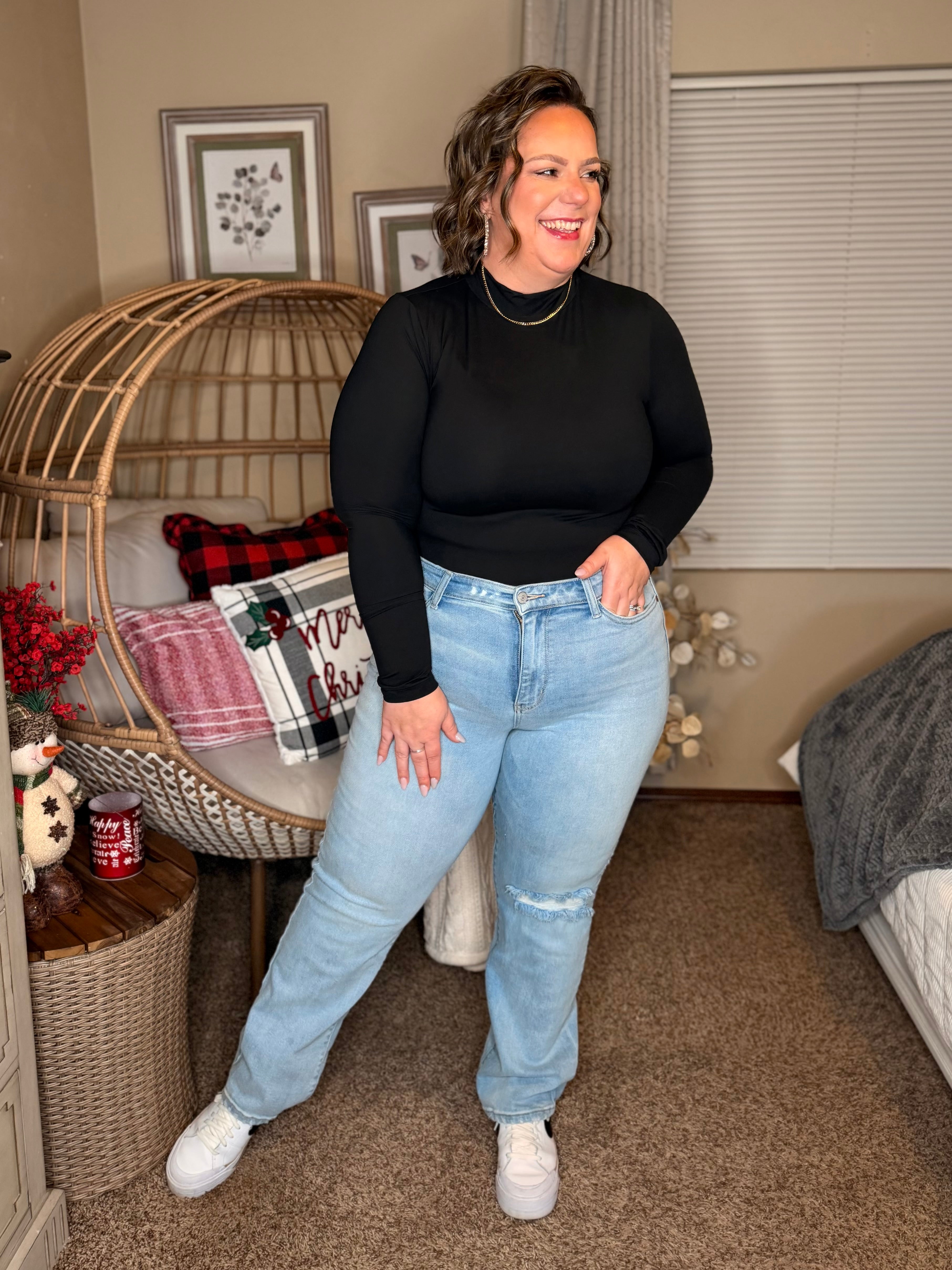 Simple Situation Mock Neck Bodysuit