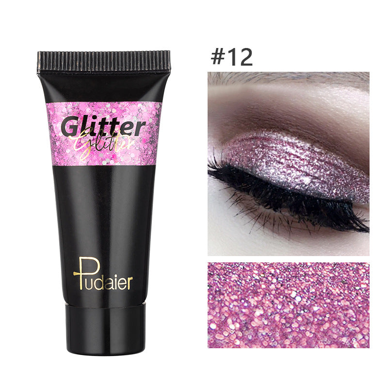 Makeup Pudaier monochrome glitter eyeshadow stage makeup face body glitter 12 color liquid eyeshadow