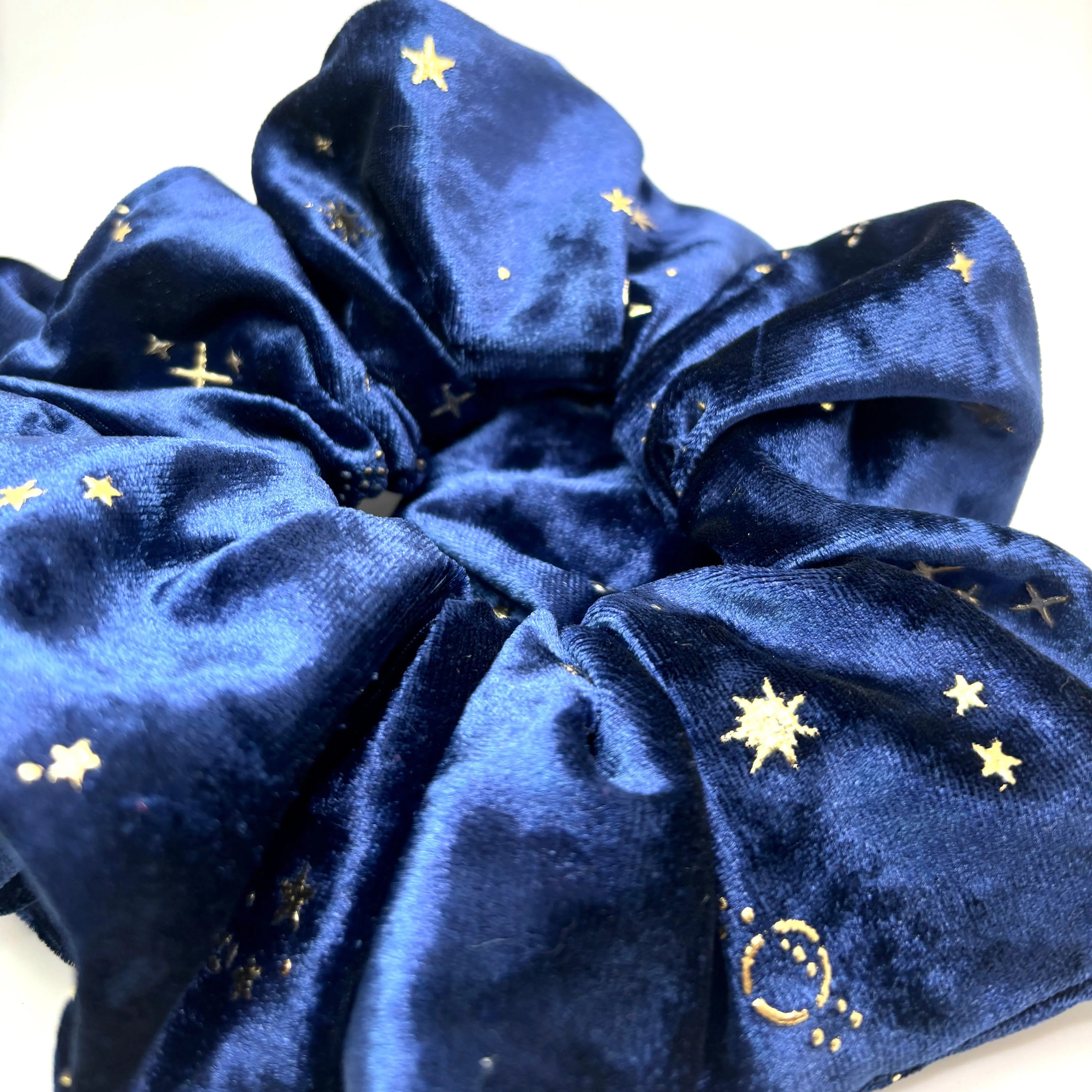 Celestial Star Navy Crushed Velvet Scrunchie