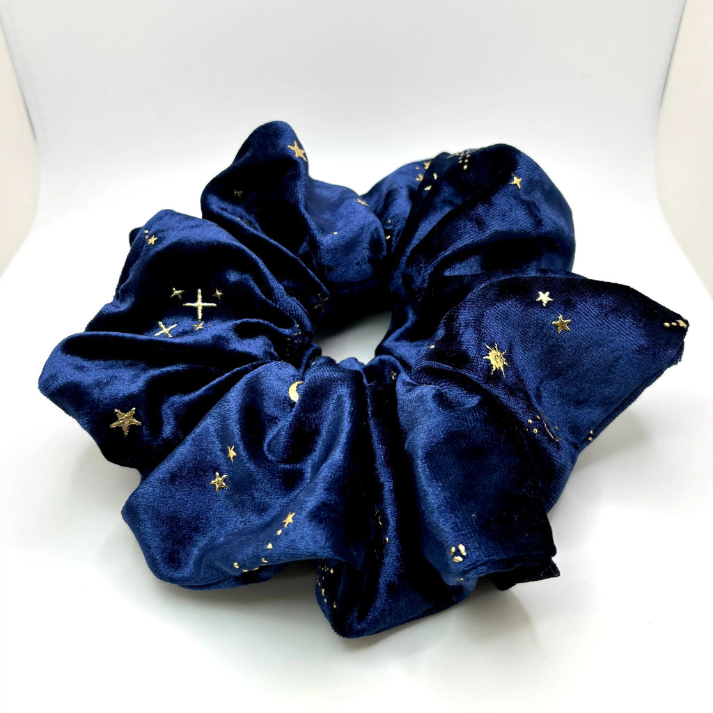 Celestial Star Navy Crushed Velvet Scrunchie