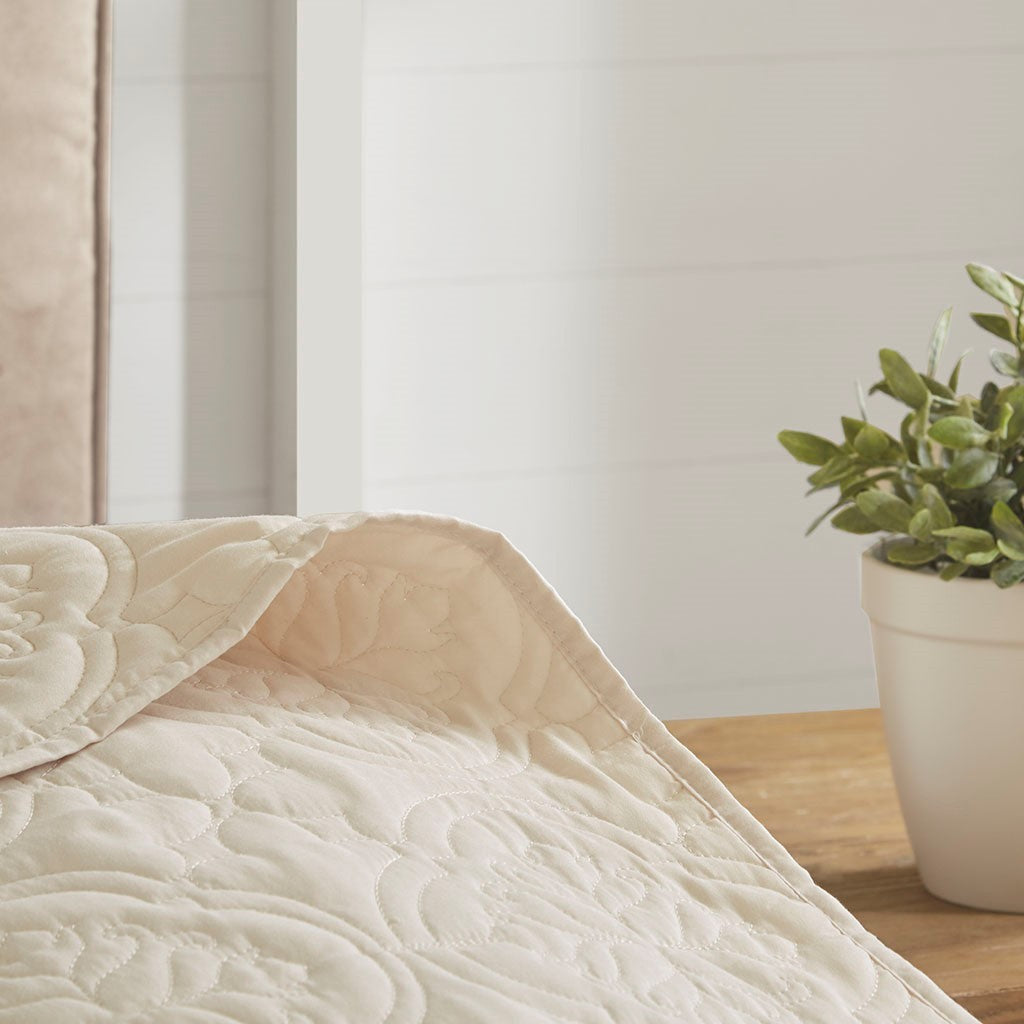 3 Piece Reversible Bedspread Set Cream King/Cal King