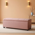 Pink Fifty Inch Velvet Upholstered Storage Ottoman Bench
