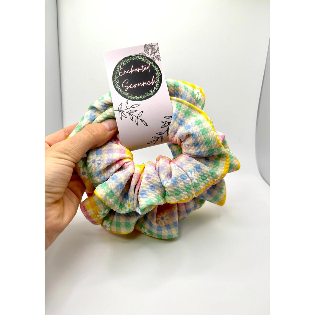 Spring Gingham Flower Mommy & Me Scrunchie Set
